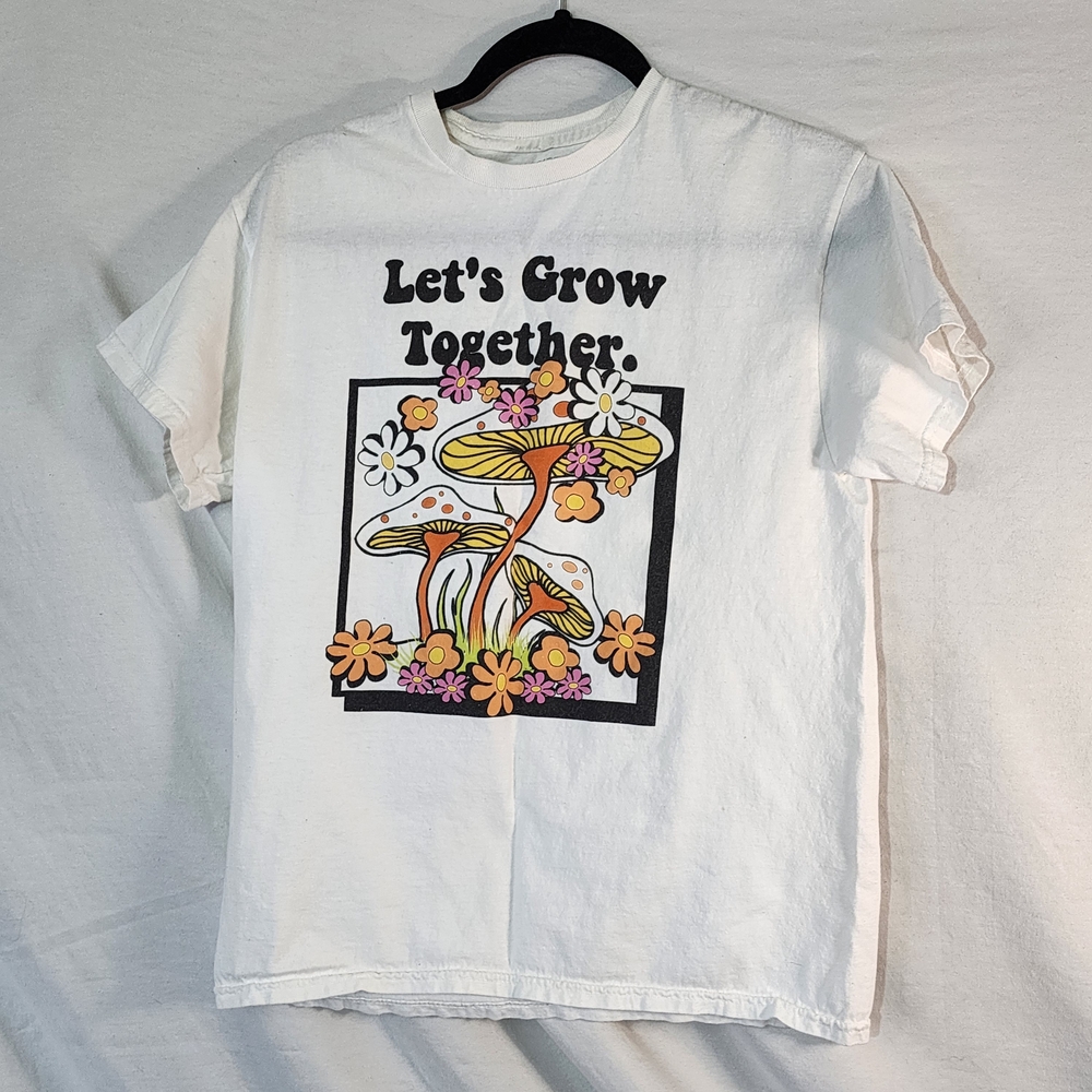 Womans White 'Let's Grow Together' Graphic Tee